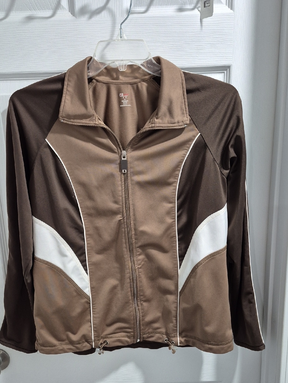 Women's Brown Contrast-Panel Zip Utility Jacket